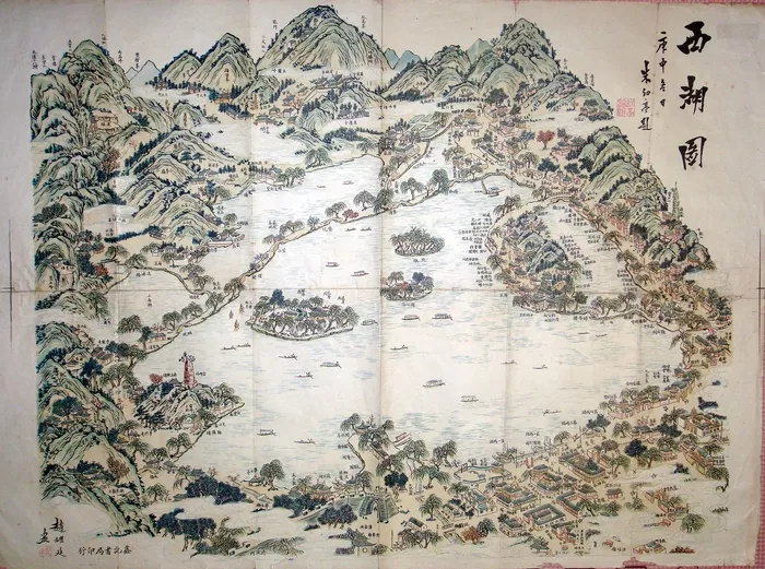 杭州老地图鉴赏（十一）——民国早期的无边框山水画《西湖图》 - 地图守望者